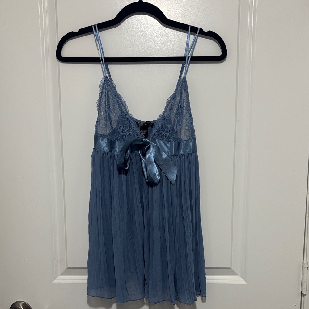 Victoria's Secret Dusty Blue Lace & Satin Babydoll